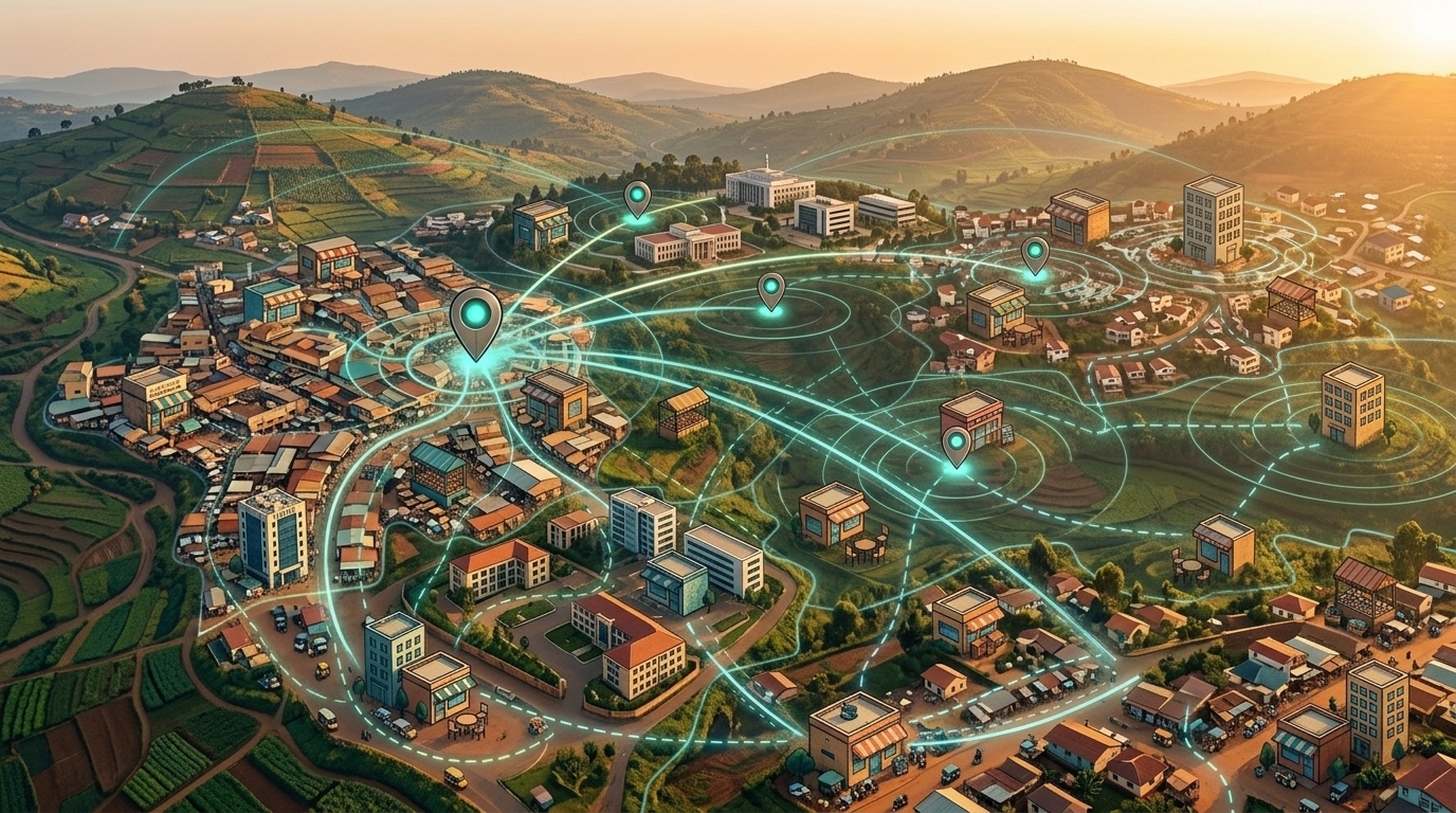 Aerial view of Kigali city neighborhoods
