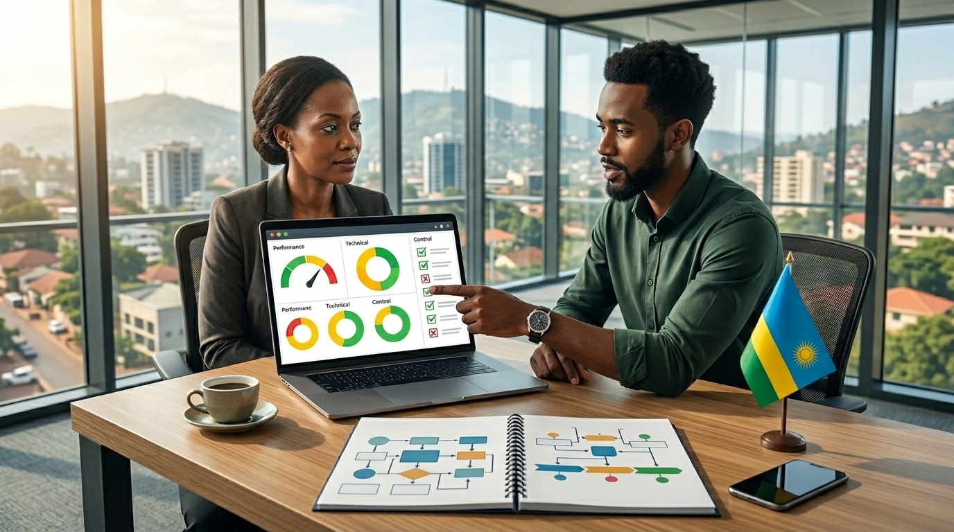 SEO analytics dashboard showing ranking improvements in Kigali